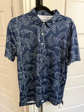 Reyn Spooner Kainapu Leaf Print Short Sleeve Performance Polo